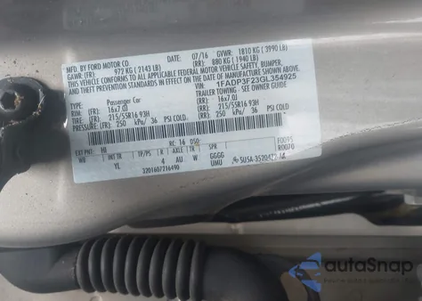 2016 Ford Focus Se из США, поврежденный, VIN 1FADP3F23GL354925